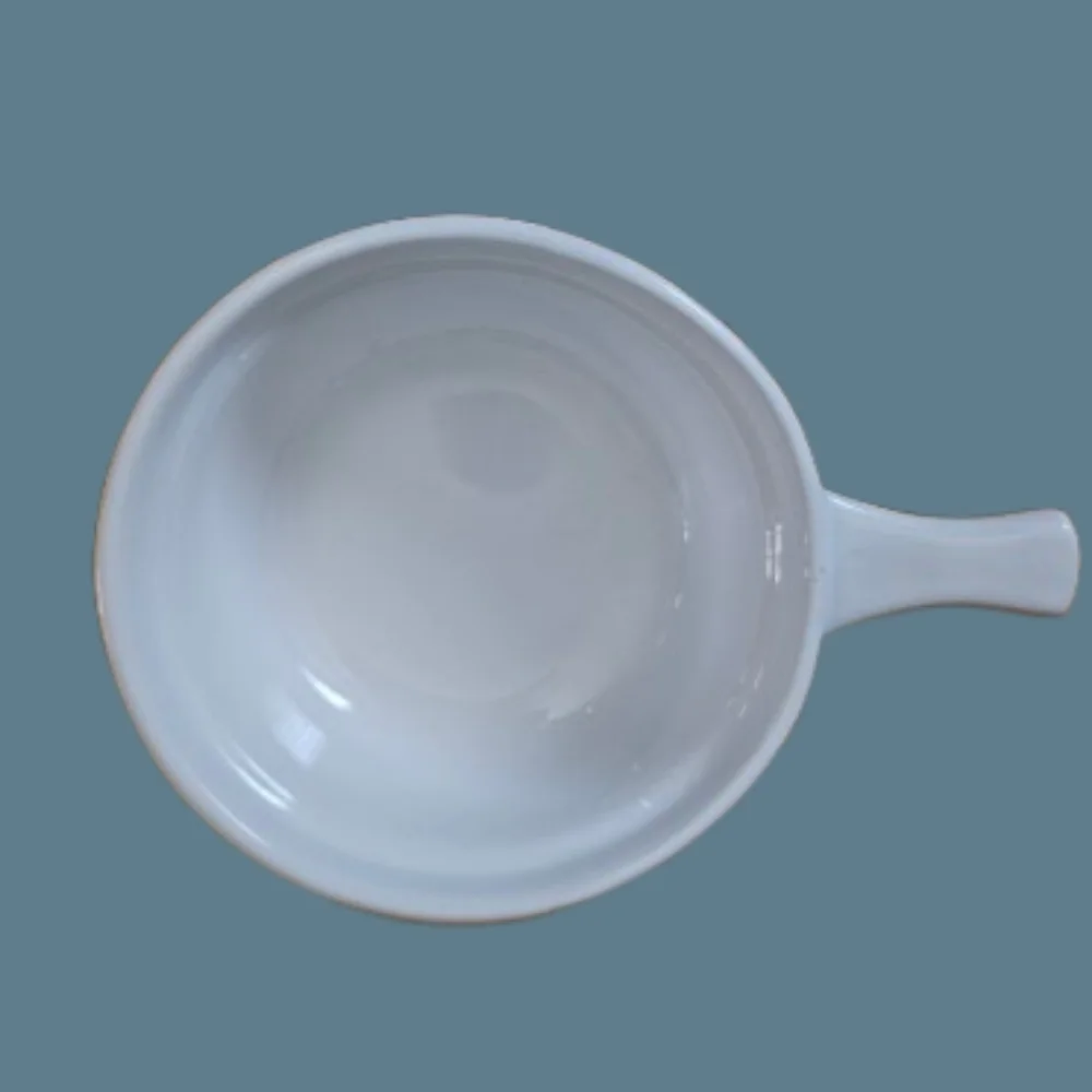 Tuxton 14 oz. White China French Casserole Bowl / Dish With Handle Set of 3